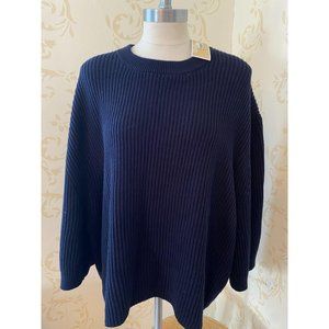 New Large Michael Kors Blue Oversize 100% Cotton Sweater